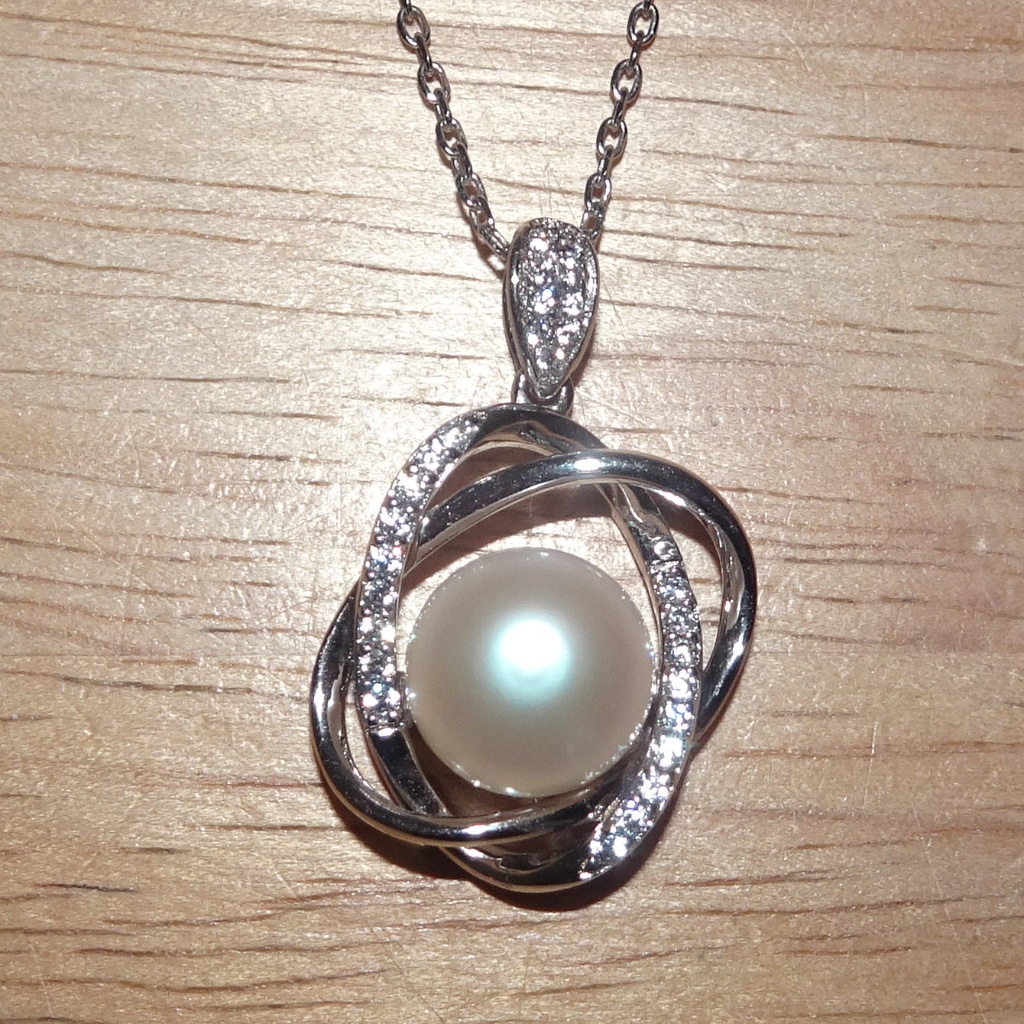 Jeulia 925 Ss Real Pearl Pendant Necklace